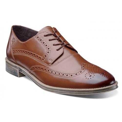 Stacy Adams "Callahan" Cognac Burnished Leather Wingtip Shoes 24946